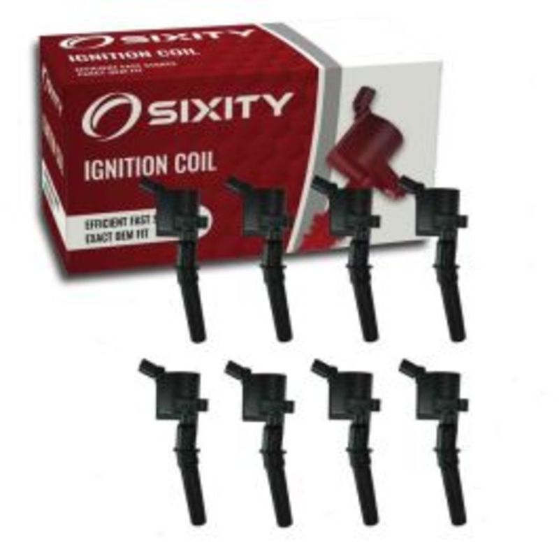 8 pc Sixity Ignition Coils for 1999-2004 Ford F-350 Super Duty 5.4L V8 - Curved Boot Coil Pack