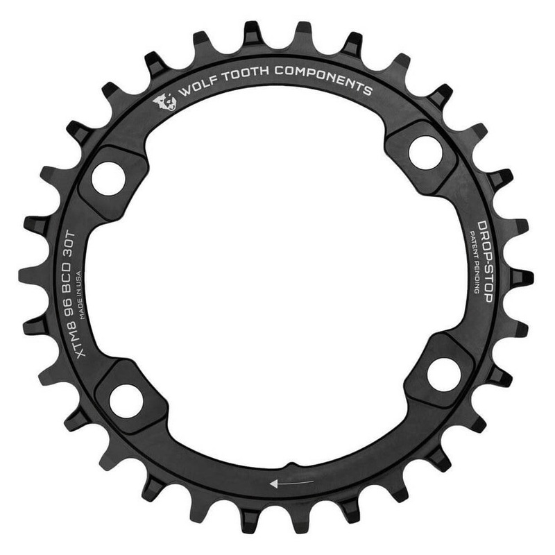 Wolf Tooth 4 Bolt Alloy Drop-Stop Chainring - 96 BCD - Shimano Asymmetrical - Round - Black - 36T